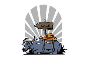 seduta bufalo animale vettore illustrazione distintivo design