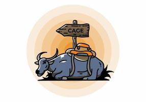 seduta bufalo animale vettore illustrazione distintivo design