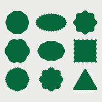 starburst adesivi impostare. verde badge collezione, diverso stella forme. etichetta per prezzo, saldi. vettore illustrazione