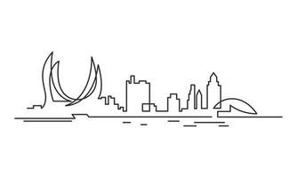 lusail Arabo grattacielo città. viaggio per Qatar silhouette. urbano paesaggio schizzo. vettore illustrazione