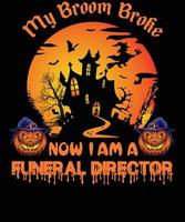 funerale direttore maglietta design per Halloween vettore