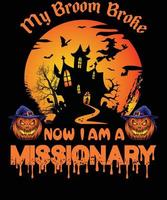 missionario maglietta design per Halloween vettore