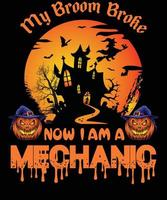 meccanico maglietta design per Halloween vettore