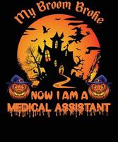 medico assistente maglietta design per Halloween vettore