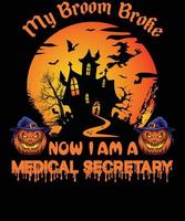medico segretario maglietta design per Halloween vettore