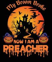 predicatore maglietta design per Halloween vettore