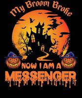 messaggero maglietta design per Halloween vettore