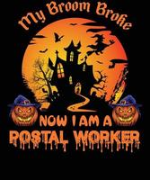 postale lavoratore maglietta design per Halloween vettore