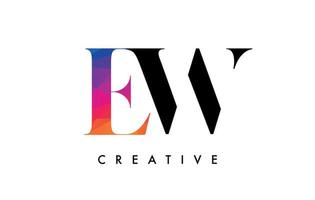 ew lettera design con creativo tagliare e colorato arcobaleno struttura vettore