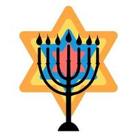 contento hunukkah menorah e david stella icona vettore illustrazione