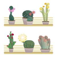 cactus nel pentole impostato vettore illustrazione isolato su bianca sfondo