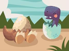 carino dinosauri su uova vettore