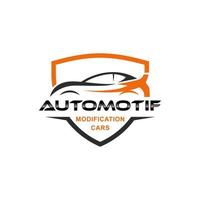 settore automobilistico e auto velocità auto logo design con scudo vettore modello