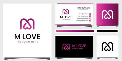 moderno lettera m logo con amore forma simbolo per san valentino, decorazione, romantico simbolo il tuo identità logo modello vettore