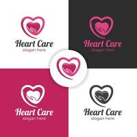 Salva cuore e amore cura logo con mano icona simbolo per medico, sano, beneficenza fondazione logo design vettore