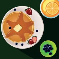 Pancakes e frutta prima colazione vettore
