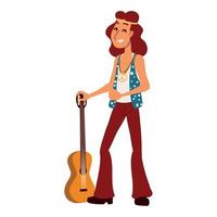 hippie uomo con chitarra vettore