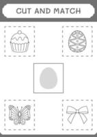 taglia e abbina parti di uovo di Pasqua, gioco per bambini. illustrazione vettoriale, foglio di lavoro stampabile vettore