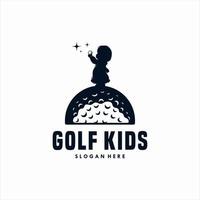 golf bambini silhouette vettore golf logo