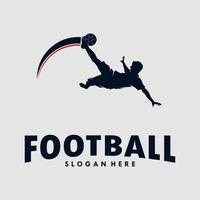 calcio e calcio giocatore uomo logo design vettore