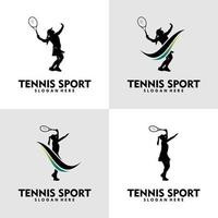 impostato di tennis logo modello vettore illustrazione design