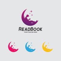 lettura libro logo design modello vettore