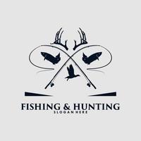 a caccia e pesca logo design modello vettore