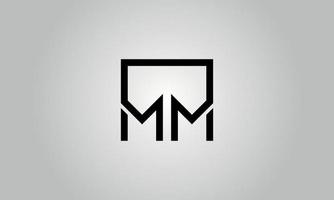 lettera mm logo design. mm logo con piazza forma nel nero colori vettore gratuito vettore modello.