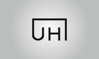 lettera uh logo design. uh logo con piazza forma nel nero colori vettore gratuito vettore modello.