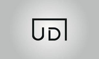 lettera ud logo design. ud logo con piazza forma nel nero colori vettore gratuito vettore modello.