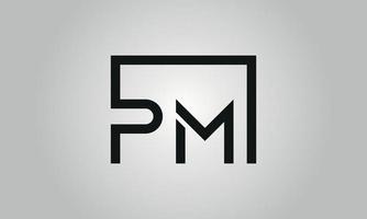 lettera pm logo design. pm logo con piazza forma nel nero colori vettore gratuito vettore modello.