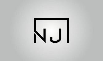 lettera nj logo design. nj logo con piazza forma nel nero colori vettore gratuito vettore modello.