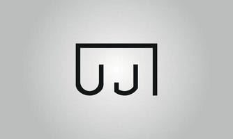 lettera uj logo design. uj logo con piazza forma nel nero colori vettore gratuito vettore modello.
