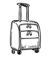 valigia hold tutti a mano libera schema nero inchiostro mano disegnato logo emblema abbozzato nel retrò vettore