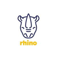 rinoceronte logo, animale testa linea icona vettore