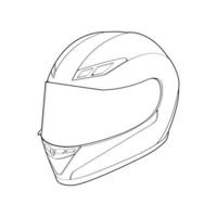 modello casco pieno viso, linea arte casco vettore illustrazione, linea arte vettore, casco vettore