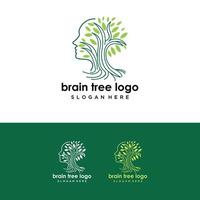 concetto di logo del cervello dell'albero. mente umana, crescita, innovazione, pensiero, simbolo illustrazione stock. vettore