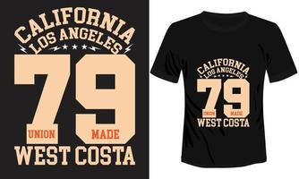 California los angeles ovest costa maglietta design vettore