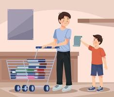 figlio e papà acquisto scuola forniture vettore