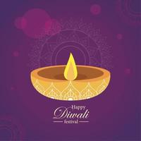 Diwali lettering con candela vettore