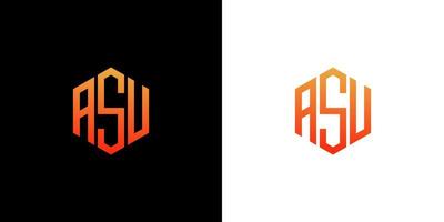 asu lettera logo design poligono monogramma icona modello vettoriale