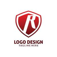 rosso scudo lettera r logo design vettore