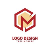 esagono lettera m logo design vettore