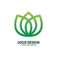 verde loto yoga foglia logo design vettore