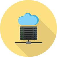 nube e server dati piatto lungo ombra icona vettore