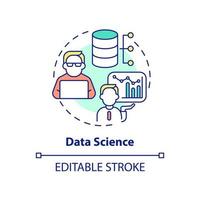 dati scienza concetto icona. apprendimento superiore digitale abilità astratto idea magro linea illustrazione. grande dati analisi, in lavorazione. isolato schema disegno. modificabile ictus. vettore