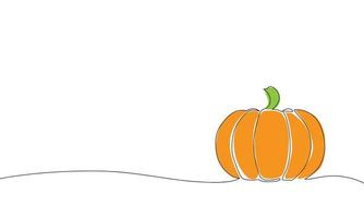 zucca per Halloween. colore zucca nel linea arte stile. minimalismo, schema uno linea. vettore illustrazione