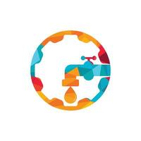 piombatura simbolo vettore design attività commerciale modello. acqua rubinetto con Ingranaggio servizio logo simbolo vettore icona illustrazione.