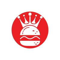 hamburger re vettore logo design. hamburger con corona icona logo concetto.