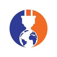 globale elettrico cordone vettore logo design modello. globale energia logo concetto.